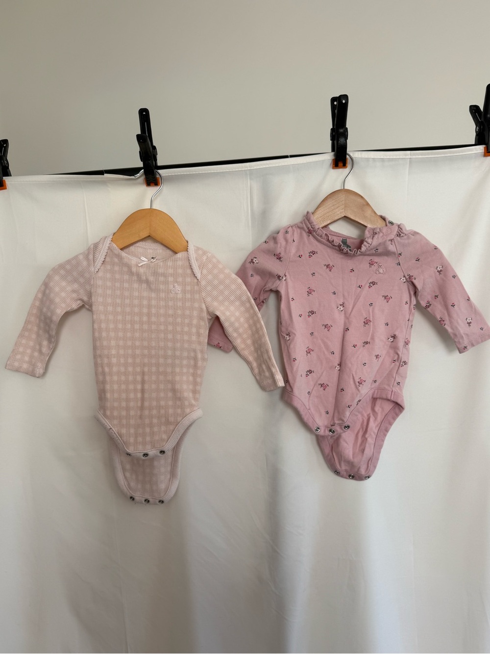 GAP Pink Long-Sleeve Baby One-Piece Bodysuits - Pair